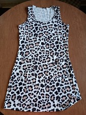 Unbranded Women's White Leopard Print Tank Dress With Pockets Size Small