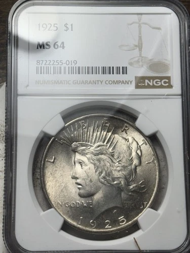 1925 $1 NGC MS-64 Peace Silver Dollar