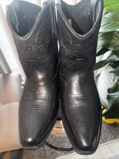 Roper Riley Shorty Scroll Embroidered Snip Toe Cowboy Bootie Womens Black Casual