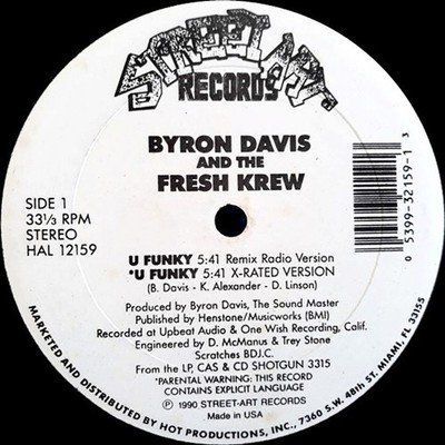 Byron Davis & The Fresh Krew - U Funky (Remix (Vinyl 12'' - 1990 - US - Original)