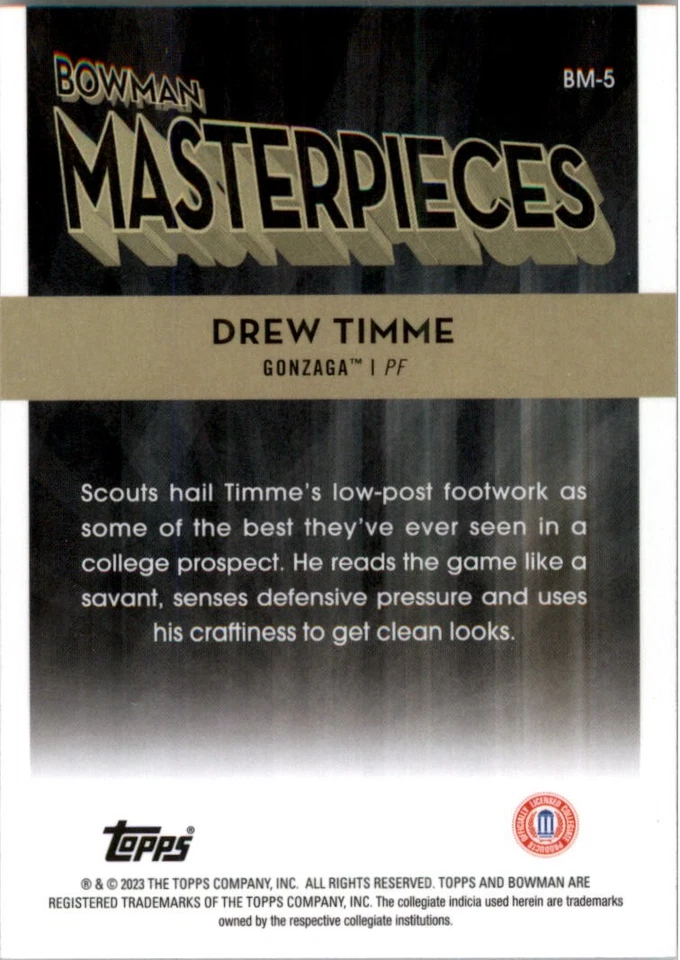 2022-23 Bowman's Best University Masterpieces #BM5 Drew Timme - BSK - Image 2 of 2