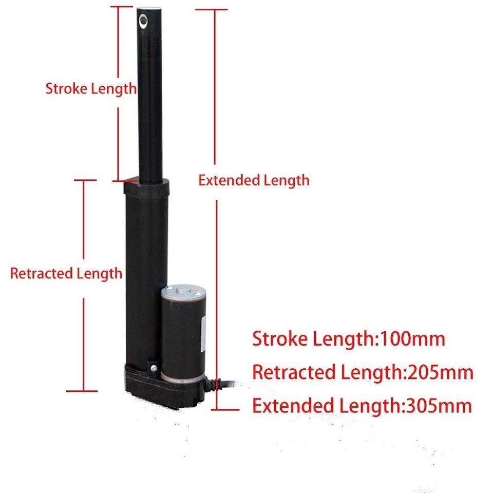 Motor Actuador DC HOUSE 1000N Alta Velocidad 14mm/s Negro 4 Pulgadas 4" Carrera Lineal Foto 2 de 4