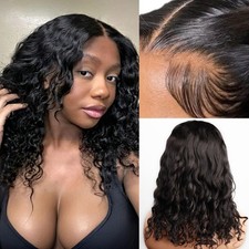 Loose Deep Wave 4X4 HD Lace Front Wigs Human Hair Body Wave Curly Pre Plucked...
