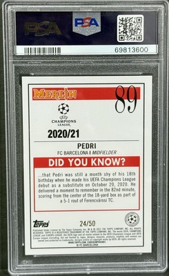 2020-21 Topps Chrome Merlin UCL Barcelona RC Pedri Variation Gold