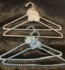 4 Vintage Handmade Crochet Clothes Hangers Multicolor Yarn Covered