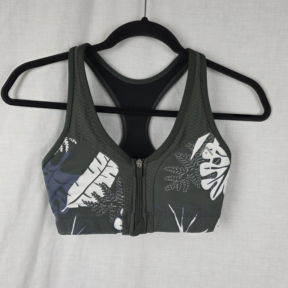 RockWear Size 8 Sports Bra Floral Print Zipper No Padding (13" Bust)