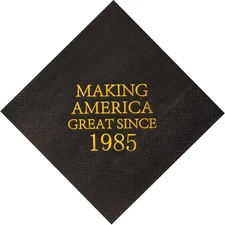 Crisky 40th Birthday Disposable Napkins Black 1 Count (Pack of 1), Gold 