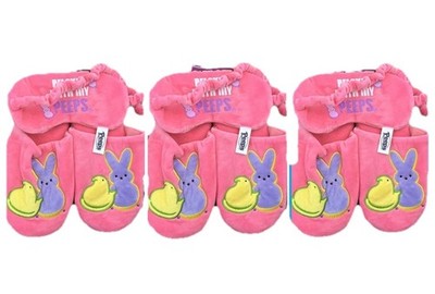 3X Peeps Pink Big Boy/Girl Easter Bunny Slipper & Eye Mask Size 13-1 Medium New