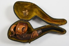 C68M63- Meerschaum Pipe w/ Case Mount Silver 925 Birmingham England