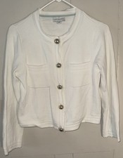 Free Assembly Small White Cardigan Gold Buttons Cotton Blend