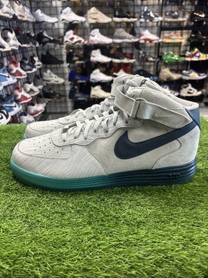Size 17 - Nike Lunar Force 1 Mid Pure Platinum Squadron Blue 555089-003 Rare