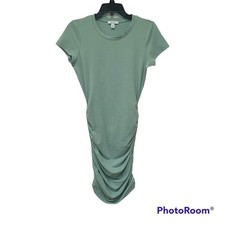 Nine West Sage Mint Green Ruched Bodycon T-Shirt Dress XS Midi Soft Stretchy NWT