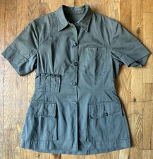 Vintage Olive Safari Hunting Shirt Jacket Short Slv Alibhai & Co. Nairobi Kenya