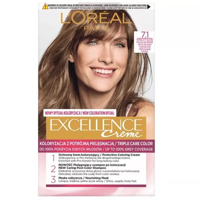 3600523320271 L'Oreal Paris Excellence Creme farba do włosów 7.1 Popielaty 