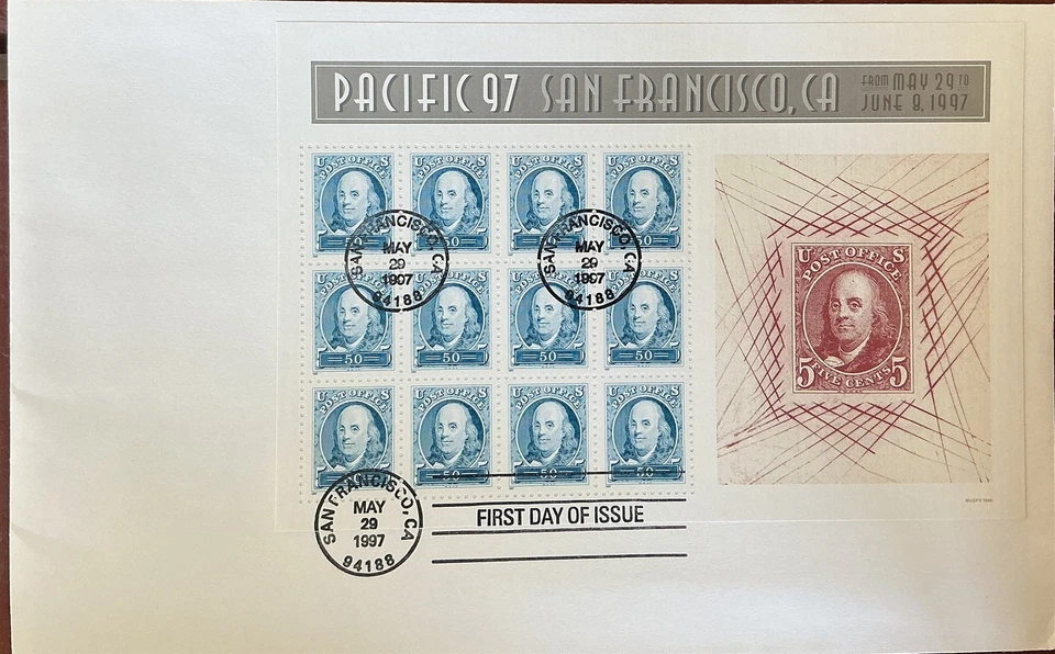 Full Pane FDC 3139-3140 George Washington Benjamin Franklin FV $13.10  - Image 2 of 2
