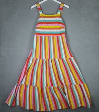 J. Crew Rainbow Striped Dress Women's Small Midi Colorful Tiered Summer Flowy