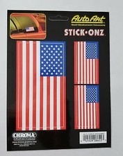 American Flag Decals Patriotic Vinyl Sticker Decal 3 Pc Set Auto Art Stick-Onz