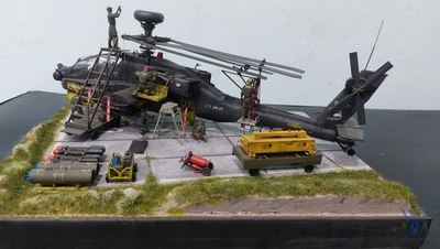 #ad AH 64D Apache Longbow 1 35 Pro Built – Full Diorama Base amp; Accessories Set $1290.00