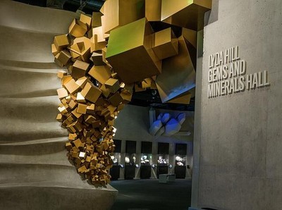 Dallas Texas Perot Museum Lyda Hill Gems Minerals Hall 2014 Wall Exhibit