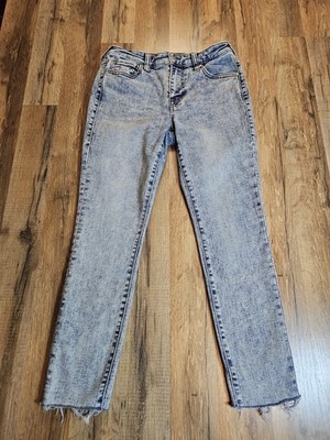True Religion Jenny Curvy Mid Rise Skinny Denim Jeans Women's Size 27 Raw Hem