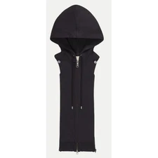 Veronica Beard Classic Hoodie Dickey Black French Terry Cotton Insert Layer NEW