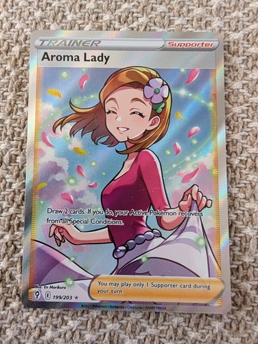 Pokémon TCG Aroma Lady Evolving Skies Holo Ultra Rare Card 199/203