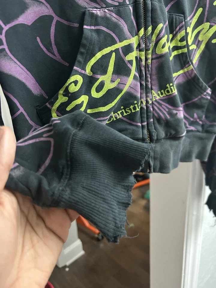 Sudadera con Capucha Christian Audigier Diseño Calavera Ed Hardy De Colección Para Mujer Talla Pequeña Foto 2 de 4