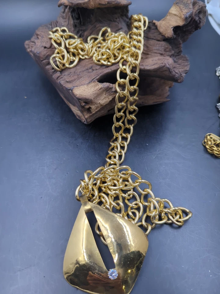 Vintage FLORELLE Designer Signed Pendant Chain Necklace 60'' - Image 3 of 4