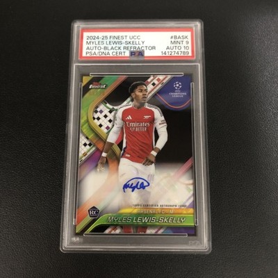 2024-25 Topps Finest UEFA UCC Auto Myles Lewis-Skelly RC Black 9/10 PSA 9