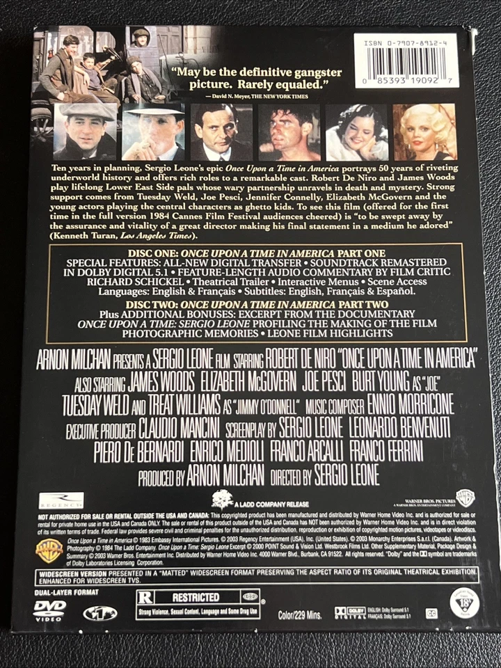 Once Upon a Time in America (Two-Disc Special Edition) [DVD] 1984 De Niro ~ VG - Image 2 of 4