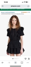Love Shack Fancy Womens Natasha Dress In Black, Ruffle Trim, Size XL