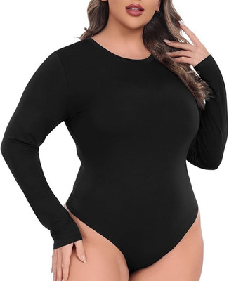 Lula Roe Women's Plus Size Knit Bodysuit - Black - Size -L