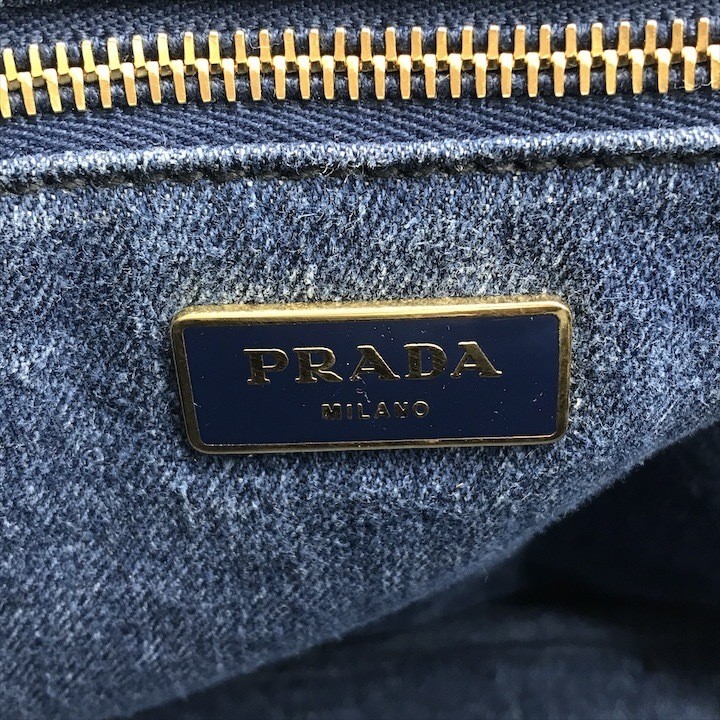 Good Condition PRADA Canapa 2WAY Shoulder Tote Hand Bag Denim Blue Ladies Brand thumbnail 9