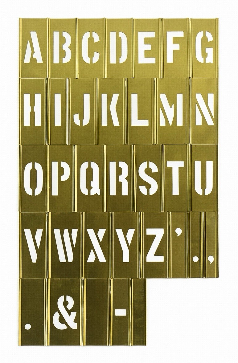 2” Reusable Brass Stencils 34pc Interlock Letter Set Young Bros