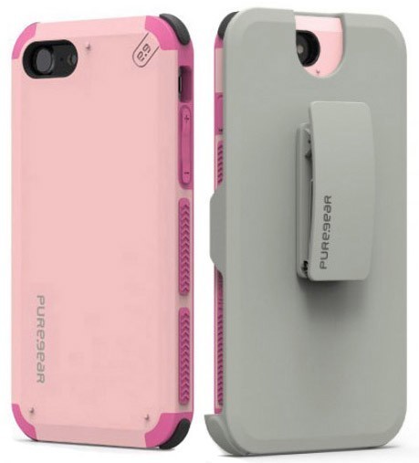 PureGear Pink Dualtek Extreme Rugged Case + Belt Clip for iPhone 7 Plus, 8 plus