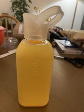 SQUIREME. X3 Glass Water Bottle 500ml Ultra-Premium, Clear/Yellow Silicone