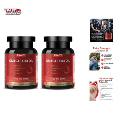 Antarctic Krill Oil - Wild Caught Omega 3 Krill Oil 500 mg with EPA, DHA, Ast...