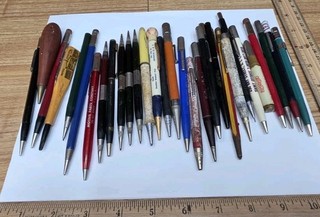 Estate Lot of Vintage Mechanical Pencils Advertising Dodgers Caterpillar An More