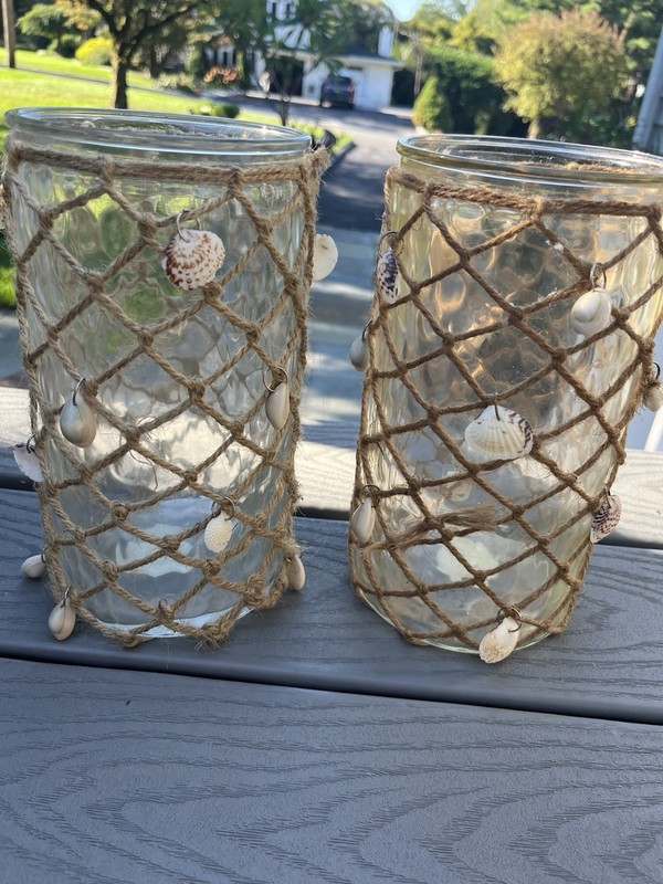 Pair Of Nantucket 9.5” Tall 5” Diameter Coastal Hurricane Lamps