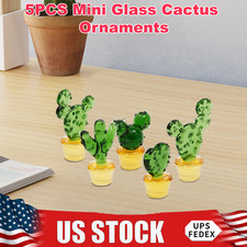 5PCS Tabletop Cactus Decoration Cactus Figurine Set Mini Glass Cactus Ornaments