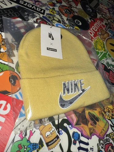 BONNET NIKE x SUPREME jaune peau de serpent neuf avec étiquette taille unique DD1536 010 SS21