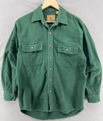 Moose Creek Chamois Shirt Mens Medium Green Cotton Flannel