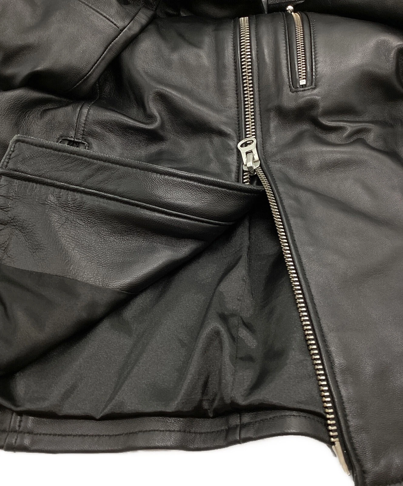 JACKROSE Single Leather Riders Jacket Men's Size 3 Black - product detail image 6