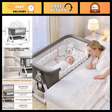 3-in-1 Baby Bassinet Bedside Sleeper with Wheels, Mosquito Net  Storage Basket