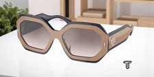 TORY BURCH TY7192U 19396I Navy Beige Gradient Grey Silver 55mm Womens Sunglasses