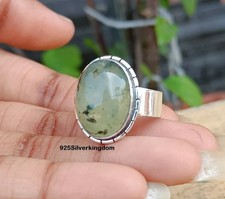 Handmade Prehnite Ring: 925 Sterling Silver Boho Jewelry Ring Woman RingAll Size