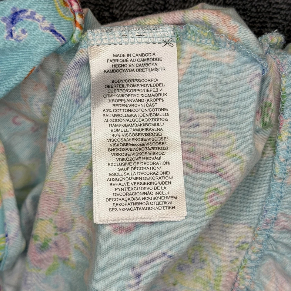 Lauren Ralph Lauren Sleep Chemise Nightgown Womens XL Blue Floral Paisley Ruffle - Image 4 of 4