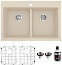 Karran USA QT-810-PK1 Quartz QT 33" Drop In Double Basin Quartz