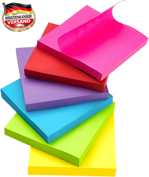 Agoer 600 StüCk Haftnotizen 76X76Mm, Notizzettel Bunt Selbstklebende Klebezettel-image