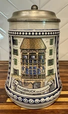 Gerzit Gerz Vintage West German Stein with Lid Hand Painted